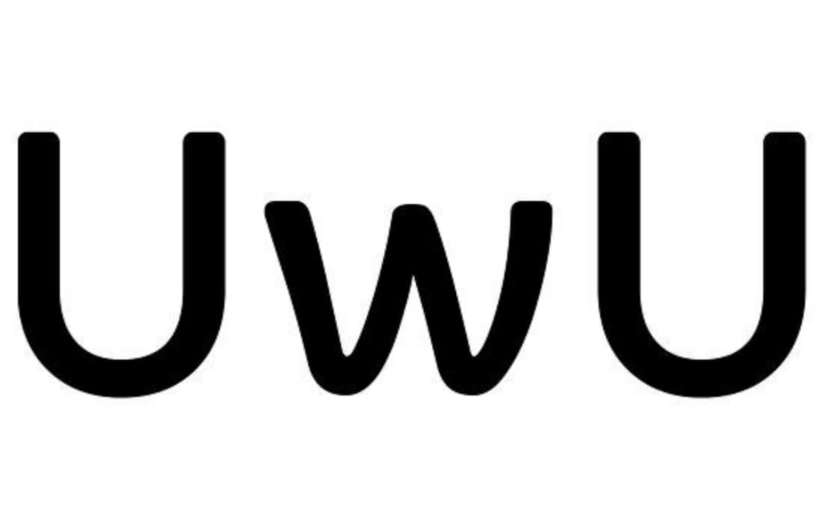 uwu 桌布 壁紙 — 在純白色背景上拼出 UwU 的粗體黑色字母。