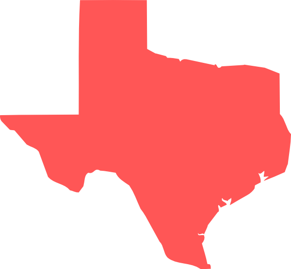Texas Outline 桌布 壁紙 — 在純白色背景上的實心珊瑚紅色德克薩斯州輪廓。