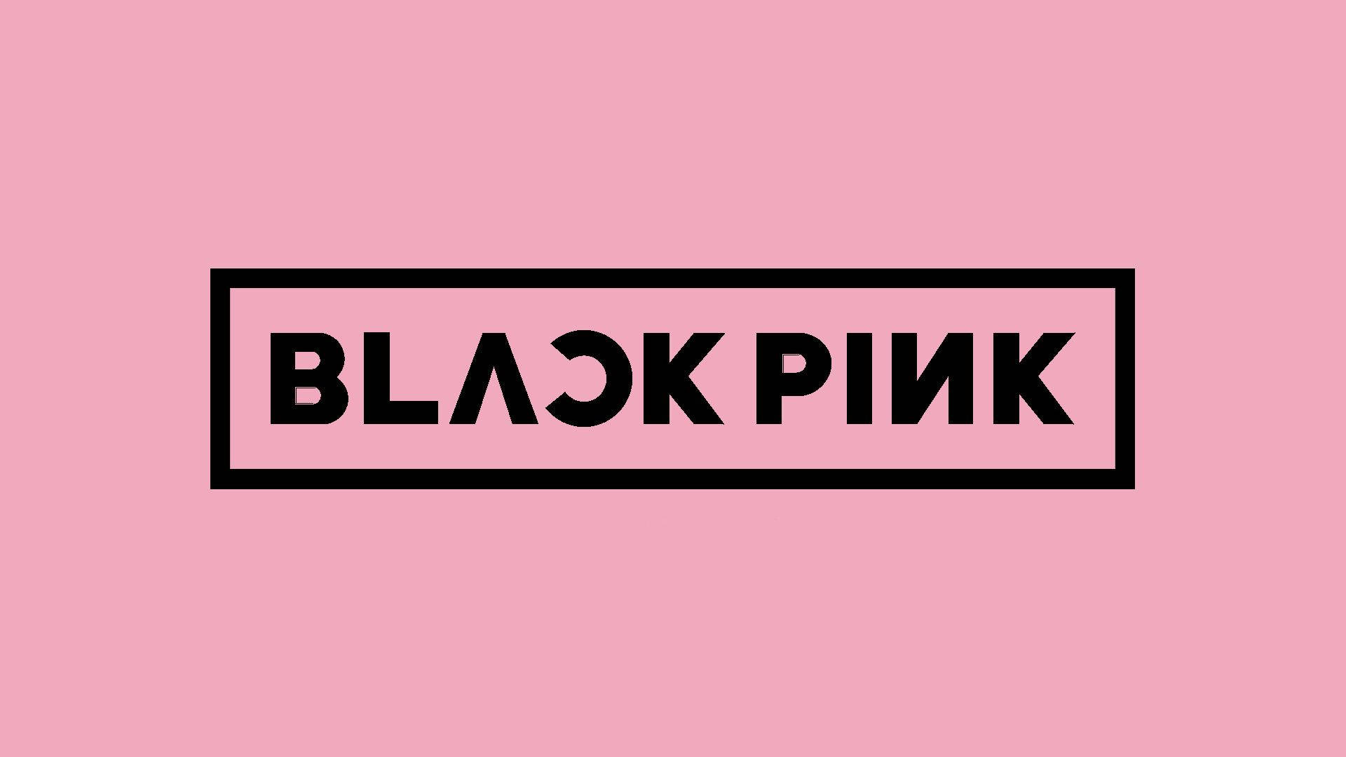 BLACKPINK 桌布 壁紙 — 在純粉紅色背景中央的矩形內，粗體黑色「BLACKPINK」文字。