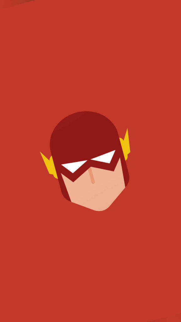 the flash iPhone 桌布 壁紙 — 在純紅色背景上，以極簡平面設計呈現紅色和黃色的The Flash超級英雄頭像。