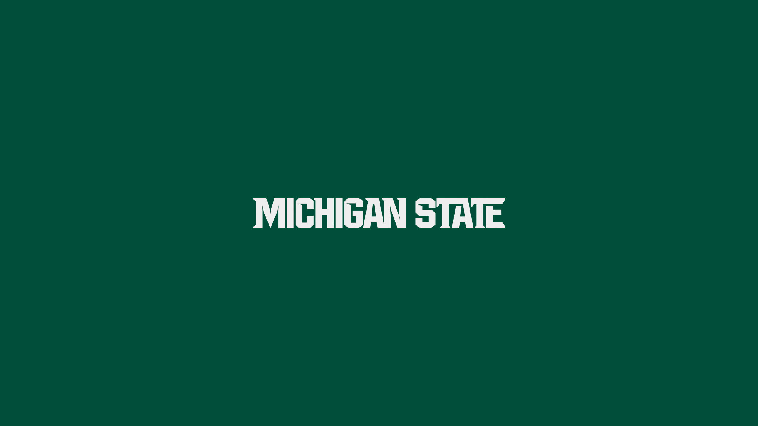 Michigan 桌布 壁紙 — 在純綠色背景上居中顯示粗體白色文字「Michigan State」。
