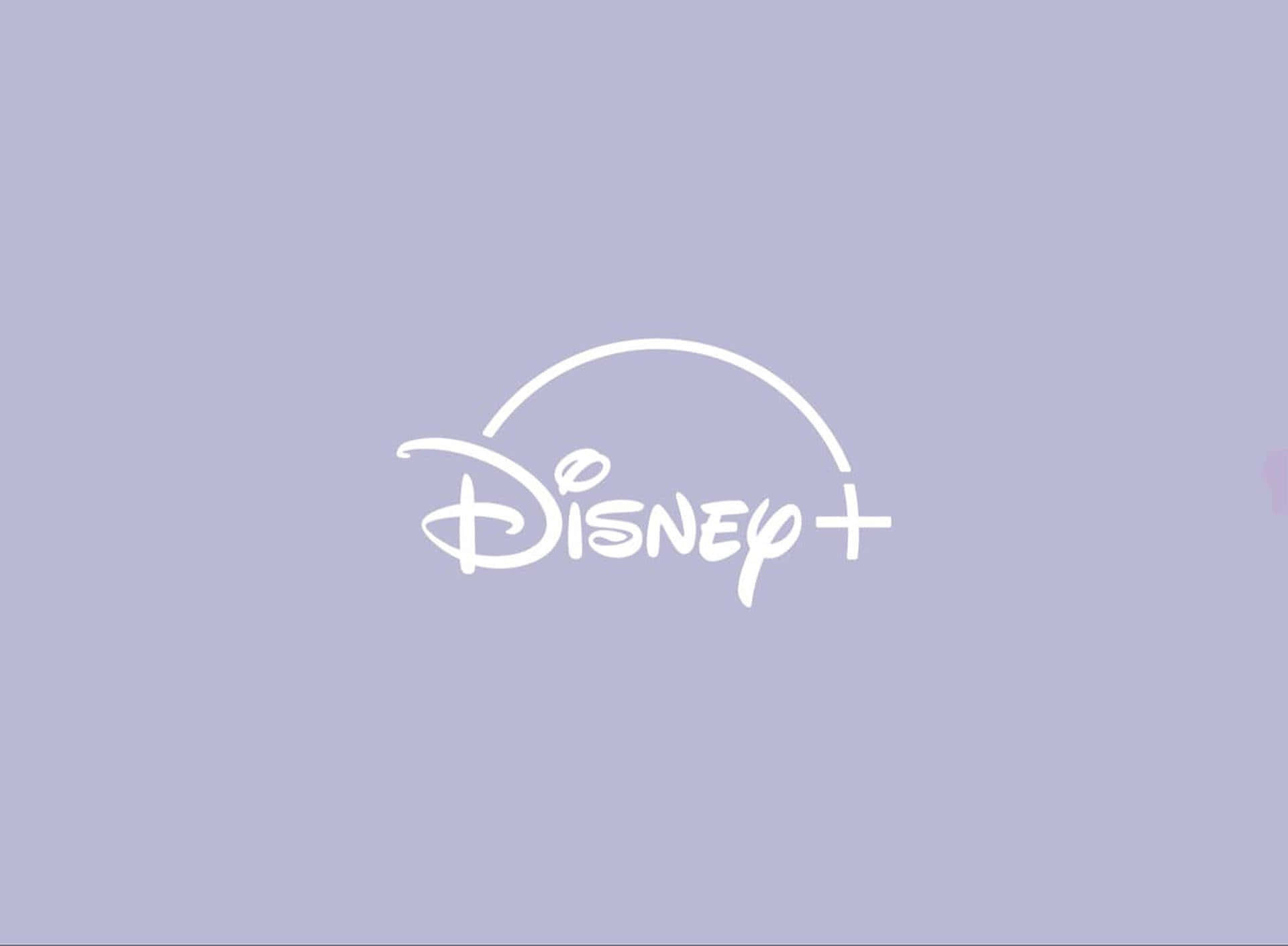 桌布 壁紙 — 在純色薰衣草背景上的白色字體和弧形Disney+標誌。
