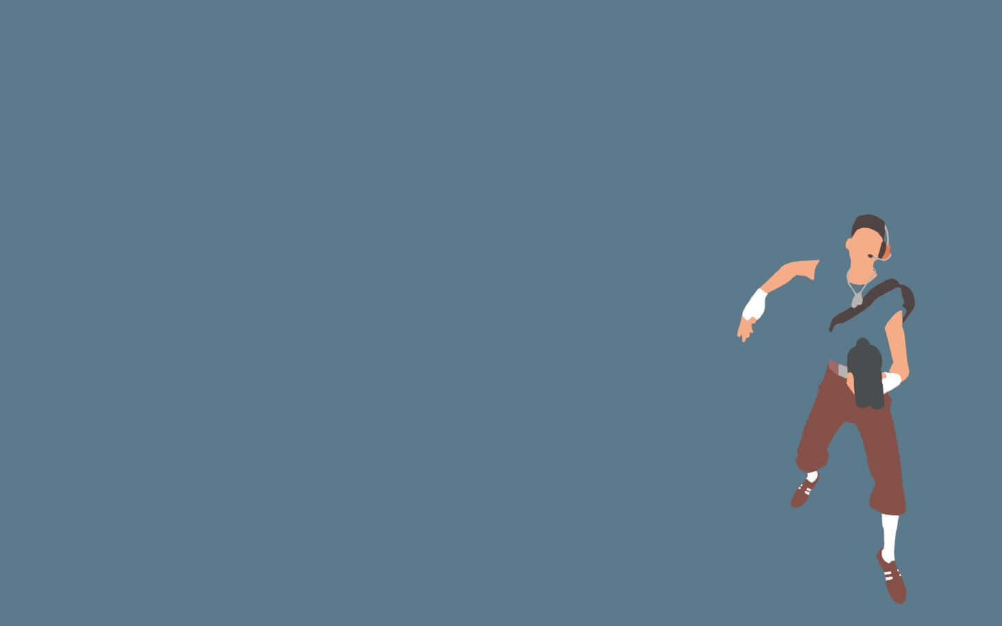 Minimalist Sports 桌布 壁紙 — 在純藍色背景上，一位舞者正在動作的極簡插圖。