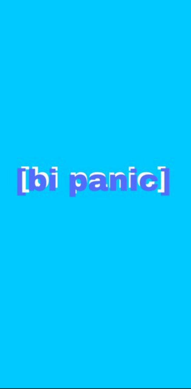 Panic 桌布 壁紙 — 在純青色背景上居中顯示的粗體紫色文字，括號內寫著 bi panic。