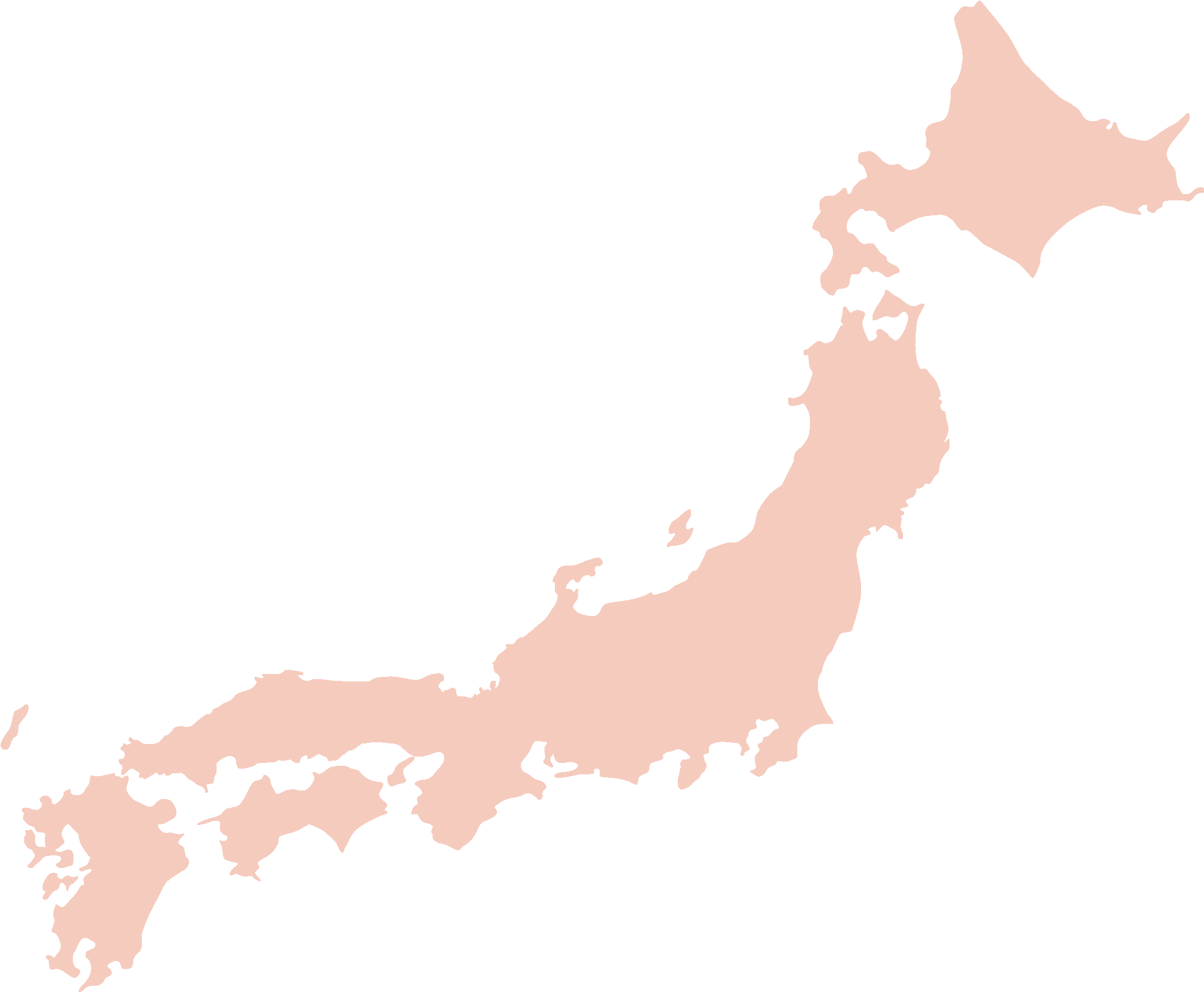大阪 桌布 壁紙 — 在純黑背景上，一個極簡風格的蜜桃色日本地圖剪影。
