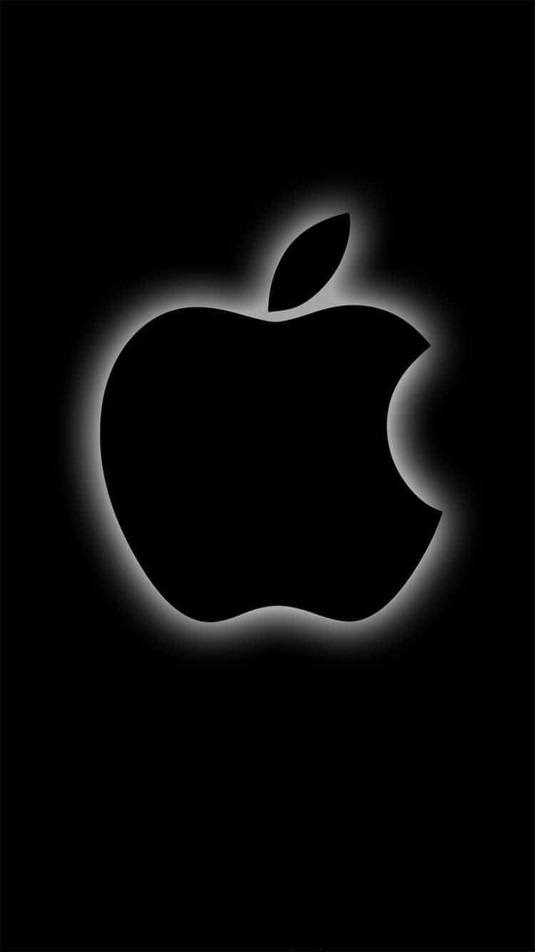 iPhone X Apple Logo 桌布 壁紙 — 在純黑背景上，帶有柔和白色光暈的發光Apple標誌剪影。