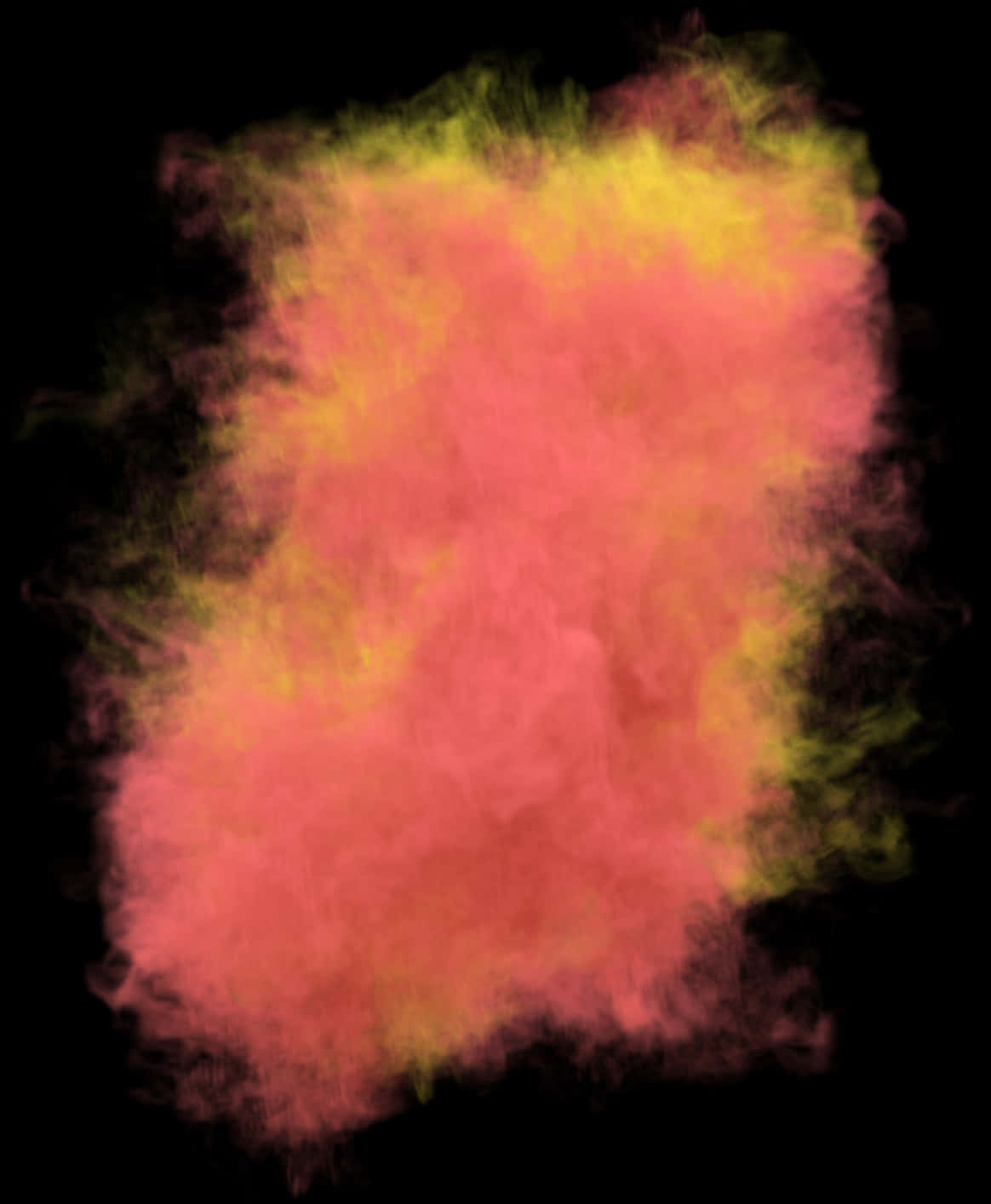 Red Smoke Effect 桌布 壁紙 — 在純黑背景上，粉紅、黃色和綠色粉末的鮮豔爆炸。
