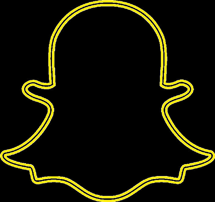 Snapchat 桌布 壁紙 — 在純黑色背景上，Snapchat 鬼魂標誌的發光黃色輪廓。