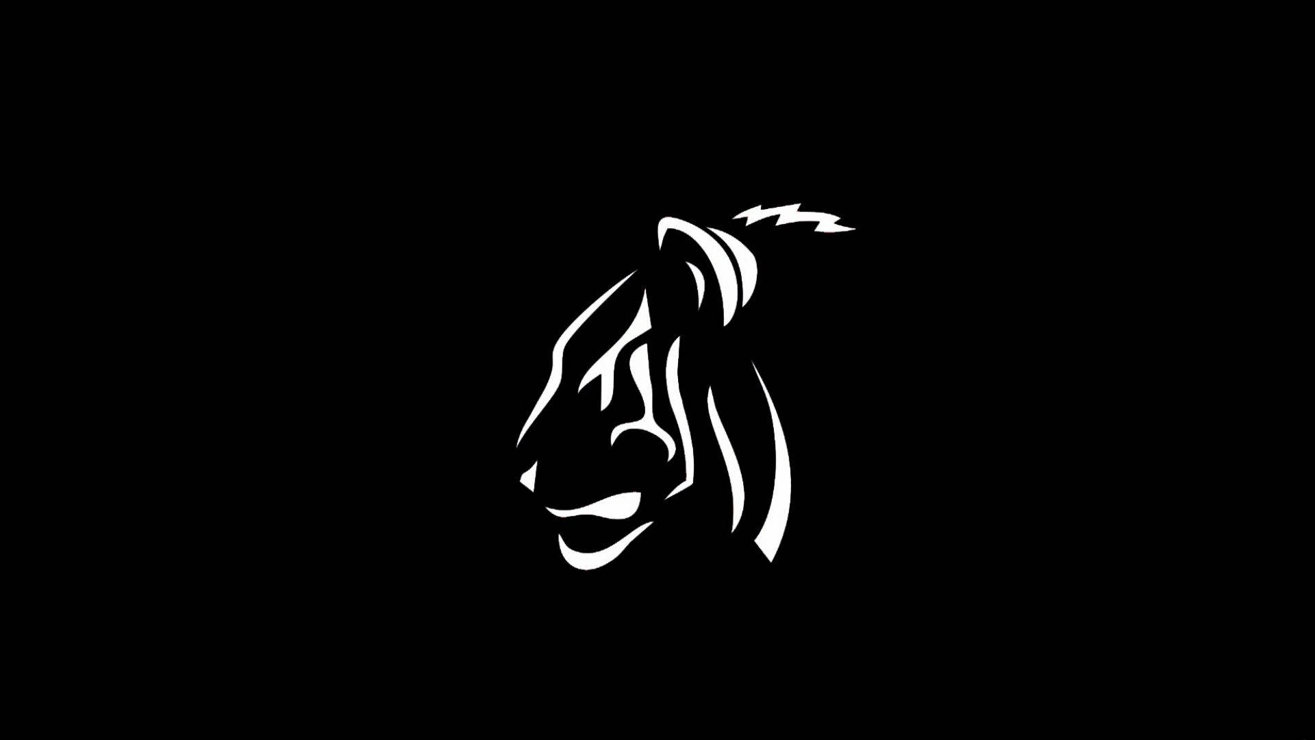 黑色背景上的白色老虎頭剪影 — 國王 GIF 壁紙