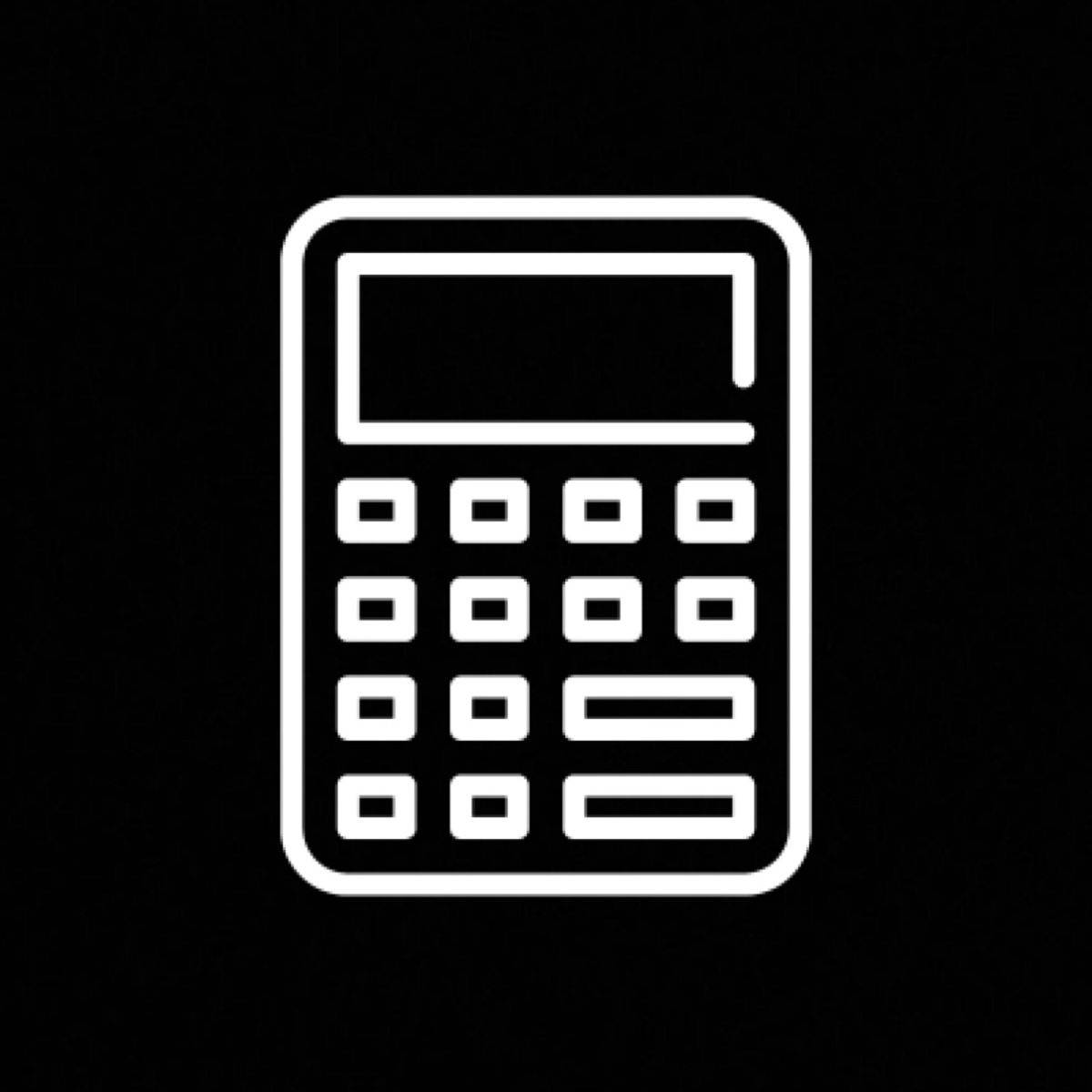 計算機 桌布 壁紙 — 在純黑色背景上，一個計算機圖標的極簡白色線條畫。