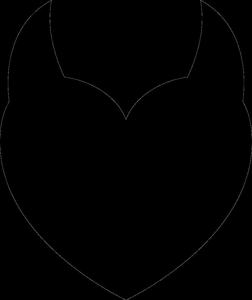 Devil Horn 桌布 壁紙 — 在純黑色背景上，一個頂部尖銳的心形極簡白色輪廓。