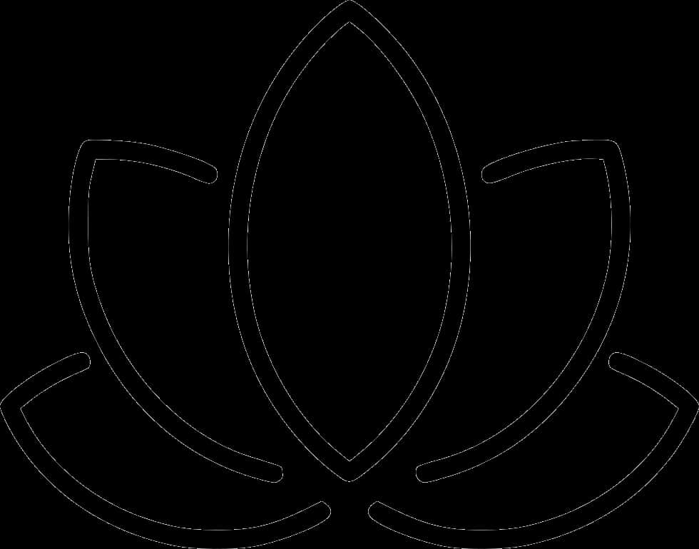 lotus 桌布 壁紙 — 在純黑色背景上，一朵蓮花輪廓的極簡白色線條畫。