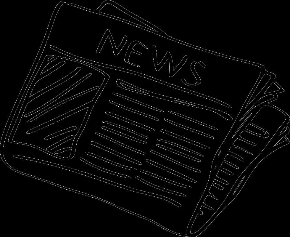 Newspaper 桌布 壁紙 — 在純黑色背景上，以極簡白色線條繪製的摺疊報紙，帶有「NEWS」標題。