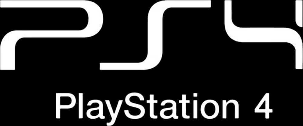 Playstation Logo 桌布 壁紙 — 在純黑色背景上，以簡潔極簡字體呈現大膽的白色 PlayStation 4 標誌。