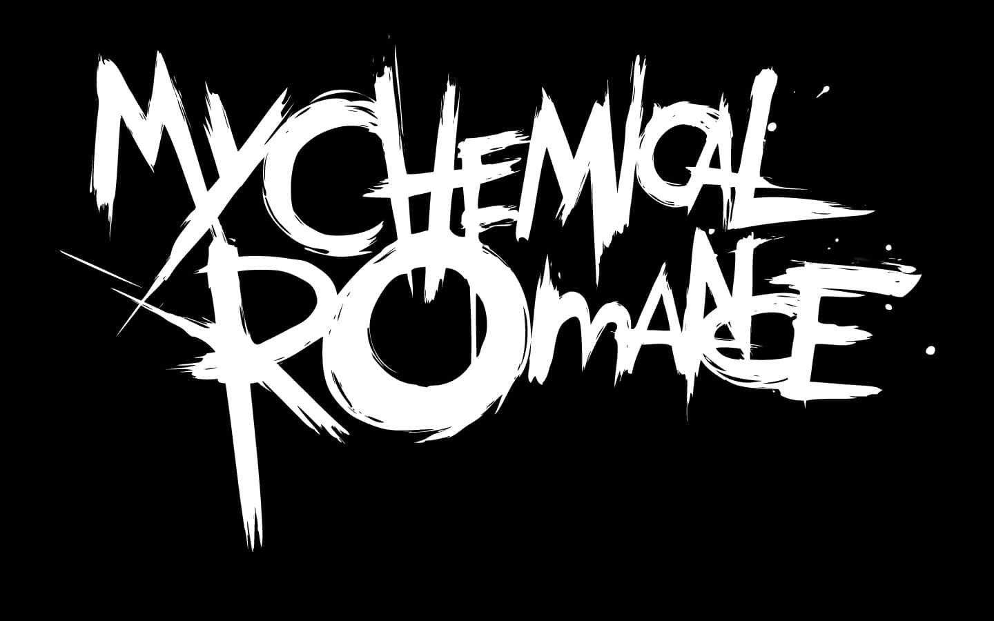 my chemical romance 桌布 壁紙 — 在純黑色背景上，以粗體白色塗鴉風格文字拼寫 My Chemical Romance。