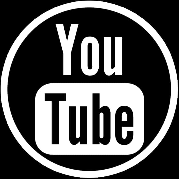 YouTube Logo Black 桌布 壁紙 — 在純黑色背景上，圓圈內置中一個大膽的白色 YouTube 標誌。