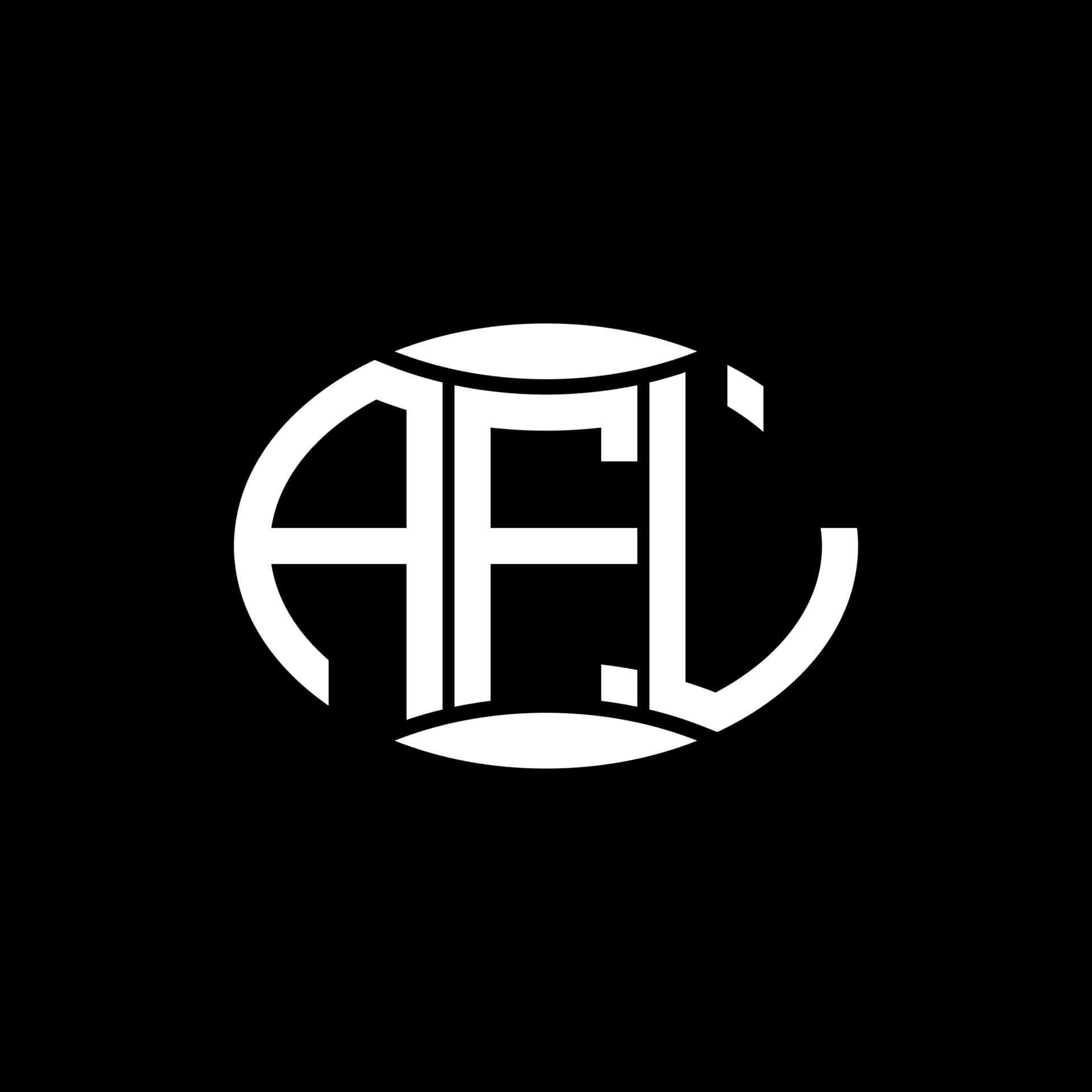 Afl 桌布 壁紙 — 在純黑色背景上，圓形標誌中的粗體白色AFL字母。