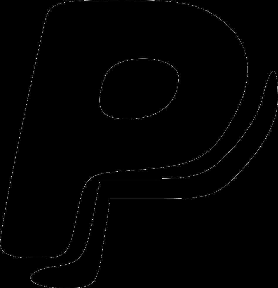 Paypal Logo 桌布 壁紙 — 在純黑色背景上，字母P的極簡白色輪廓。