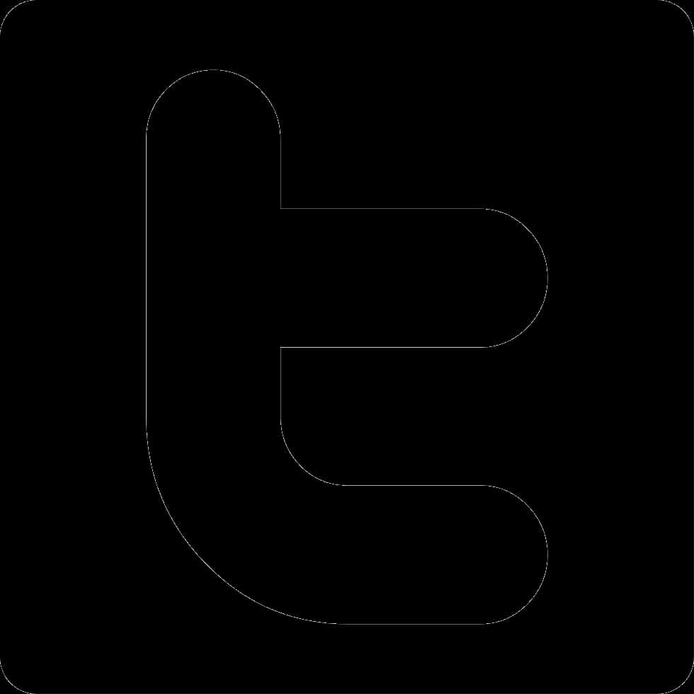 Twitter Logo Black 桌布 壁紙 — 在純黑色背景上，字母T的極簡白色輪廓。