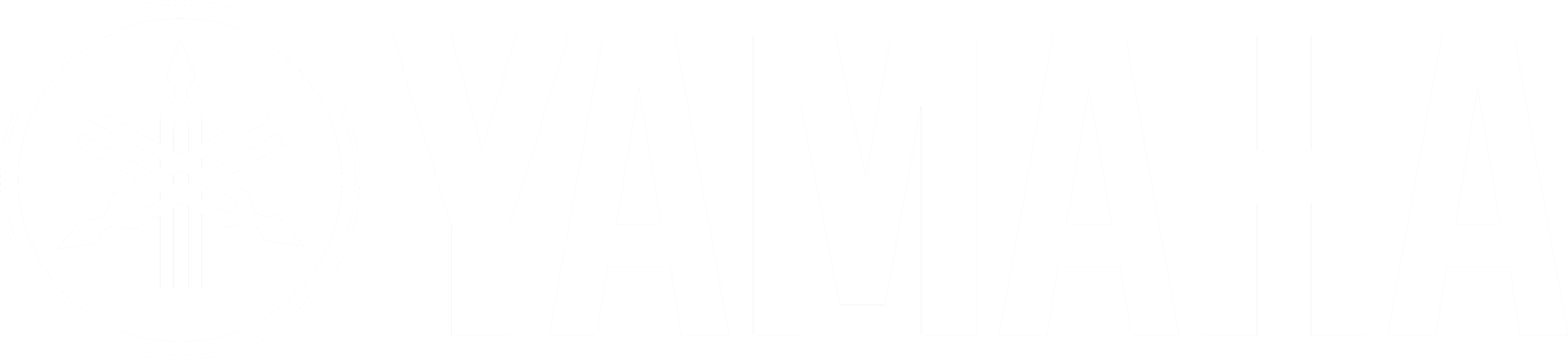 Yamaha Logo 桌布 壁紙 — 在純黑色背景上，帶有圓形標誌和銳利字體的醒目白色 Yamaha 標誌。