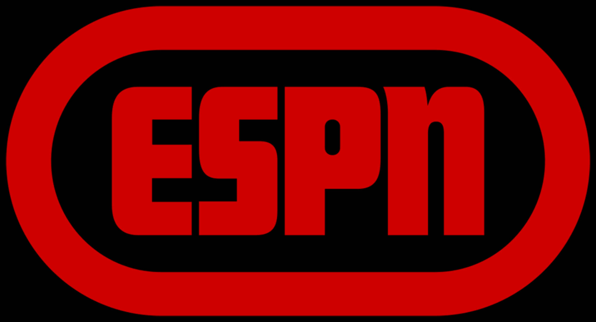 Espn 桌布 壁紙 — 在純黑色背景上，帶有粗圓橢圓邊框的醒目紅色ESPN標誌。