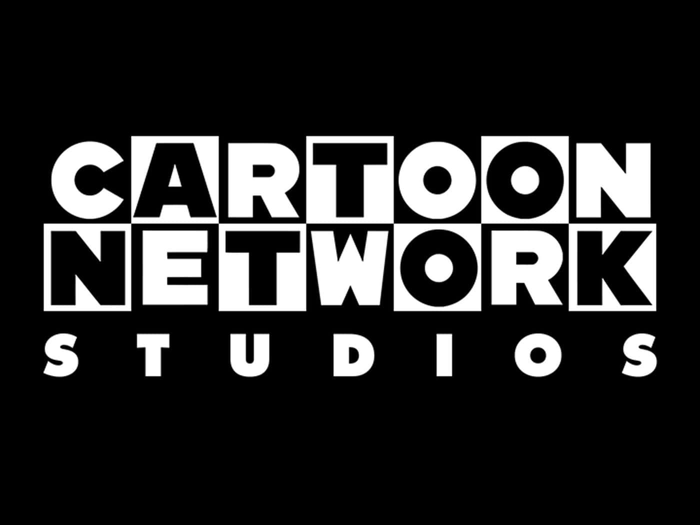 卡通頻道 桌布 壁紙 — 在純黑色背景上，帶有粗體白色Cartoon Network Studios標誌，字體呈方塊狀。
