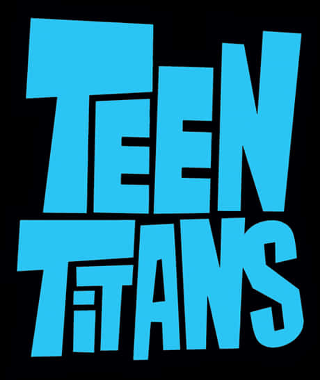 Titans Logo 桌布 壁紙 — 在純黑色背景上，帶有粗體藍色 Teen Titans 標誌及方塊風格文字。