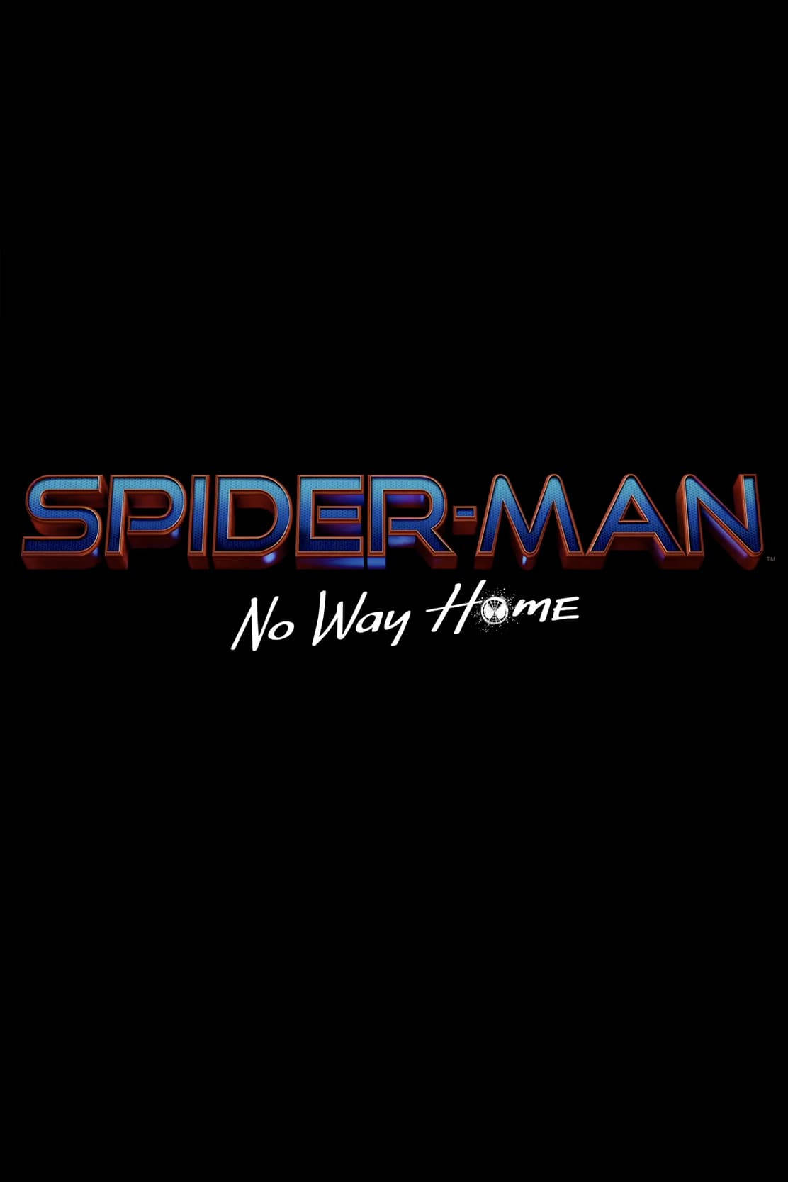 Spider Man No Way Home 桌布 壁紙 — 在純黑色背景上，帶有藍色和紅色漸變光芒的光澤3D蜘蛛人標誌。