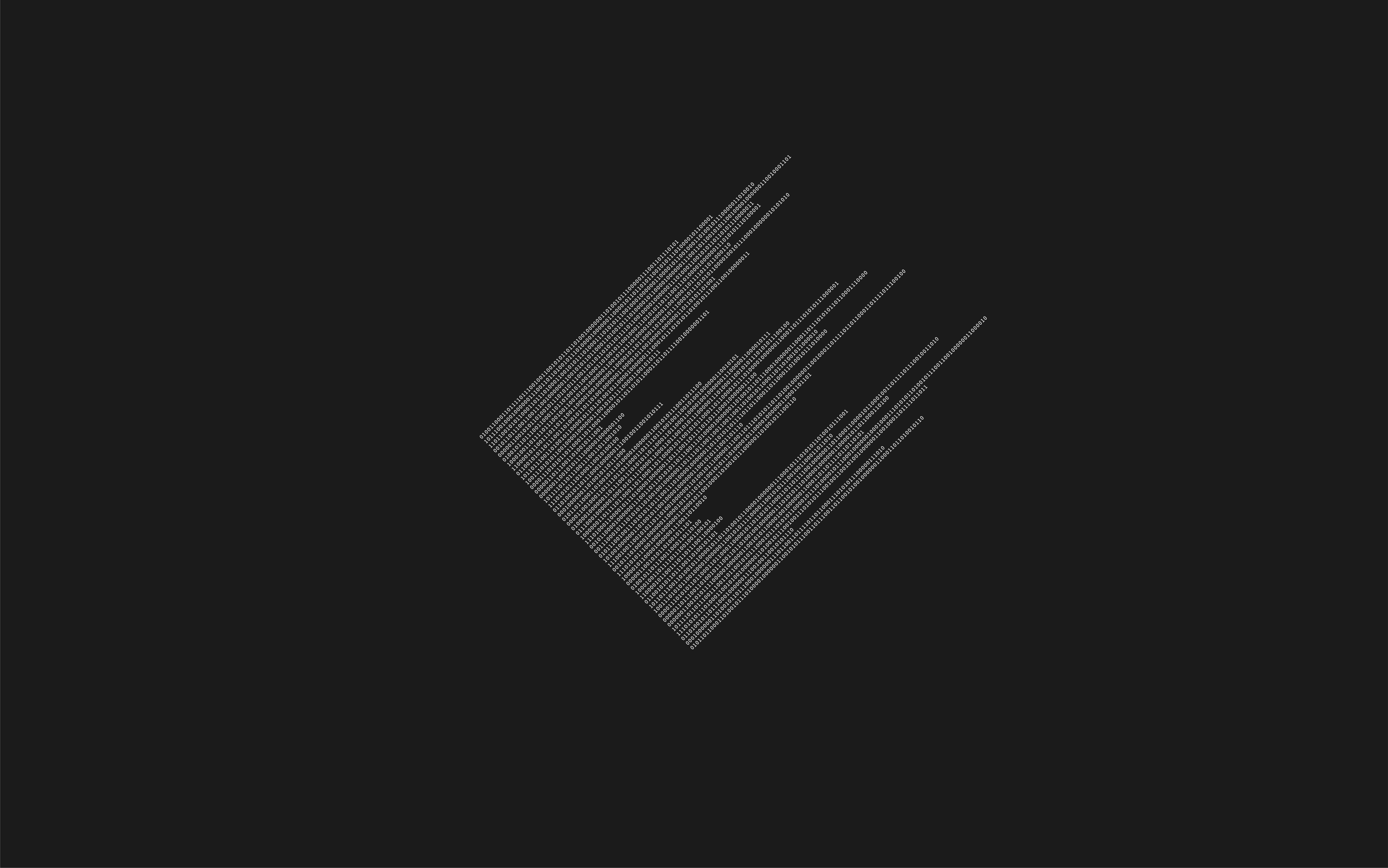 Minimalist Monochrome 桌布 壁紙 — 在純黑色背景上，由對角白色線條組成的極簡抽象圖案，形成破碎的幾何形狀。
