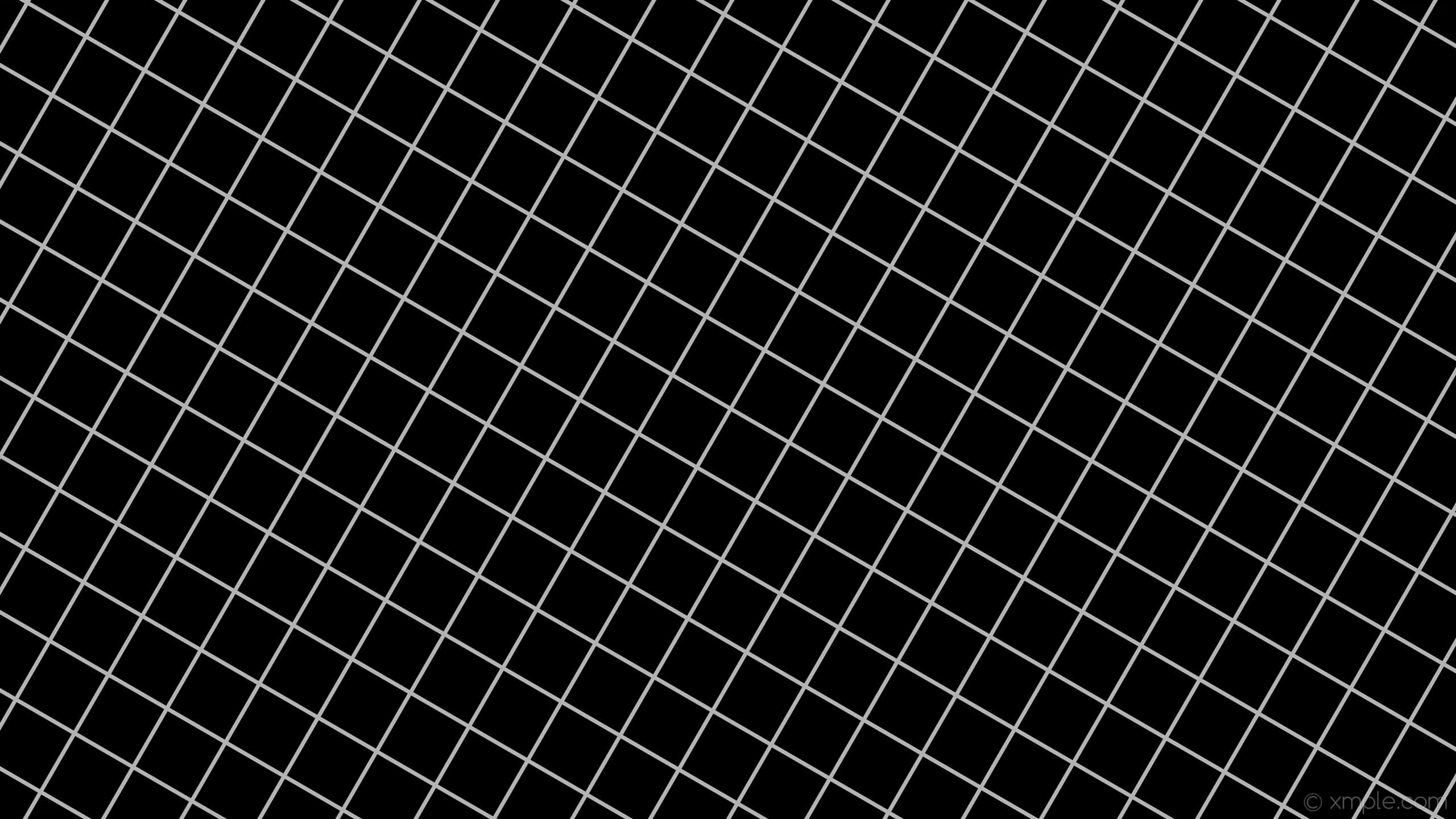 White Grid 桌布 壁紙 — 在純黑色背景上，由細白線組成的鮮明斜線網格，營造出極簡的幾何圖案。