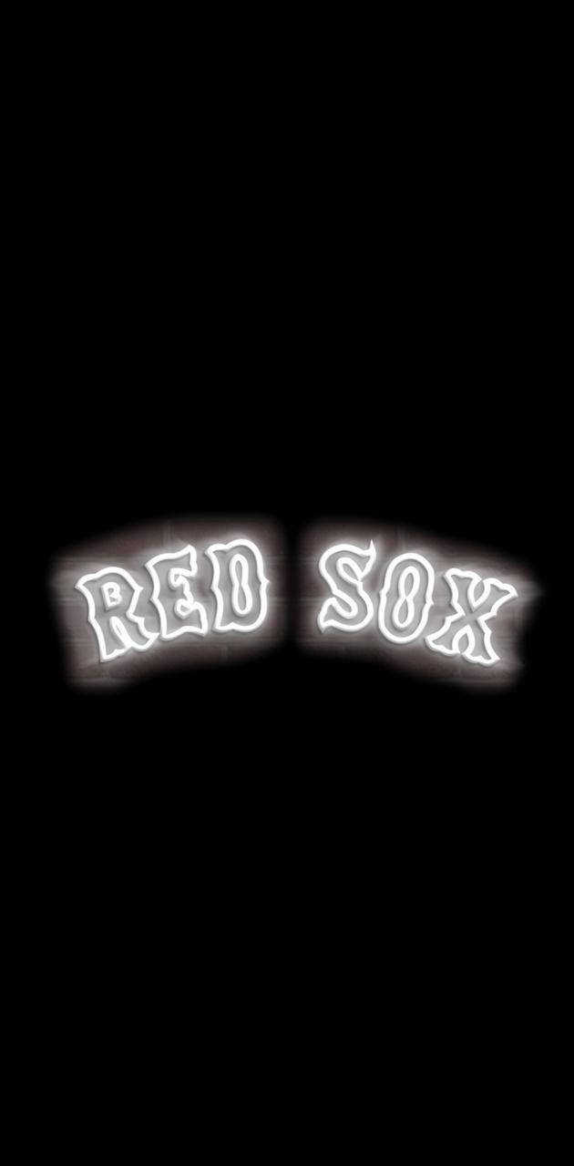 Red Sox 桌布 壁紙 — 在純黑色背景上，發光的白色霓虹燈牌寫著 red sox。