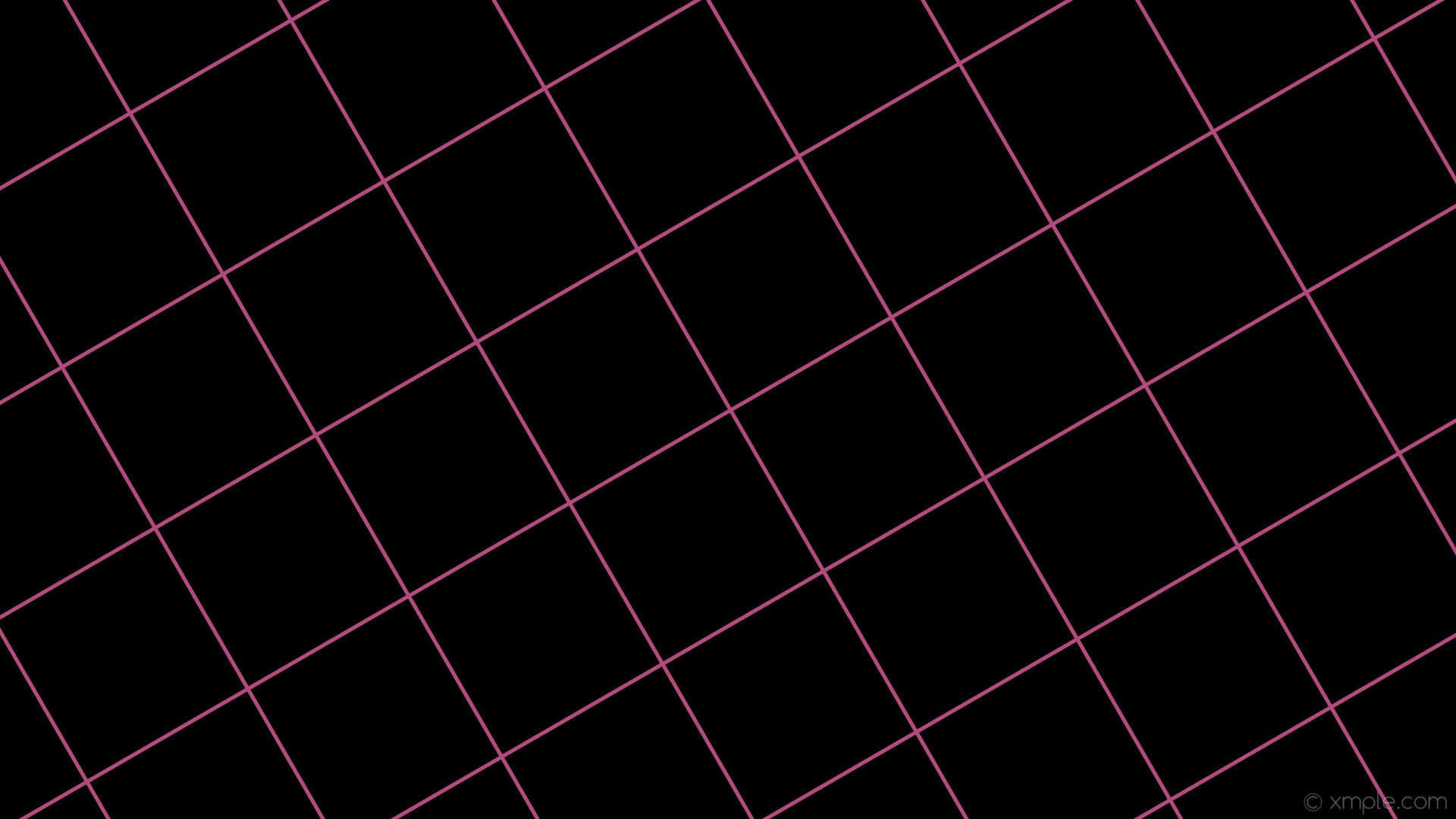 Pink Grid 桌布 壁紙 — 在純黑色背景上，發光的粉紅色線條形成時尚的對角線網格，創造出大膽的數位圖案。