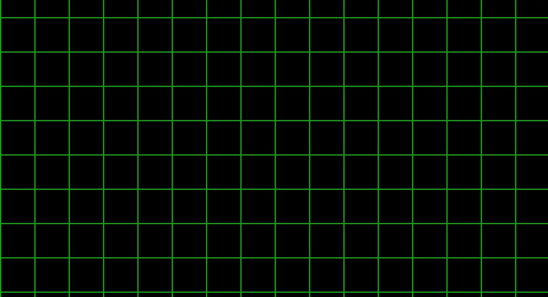 Green Aesthetic Desktop 桌布 壁紙 — 在純黑色背景上，發光的綠色線條形成清晰的網格，營造出數位矩陣效果。