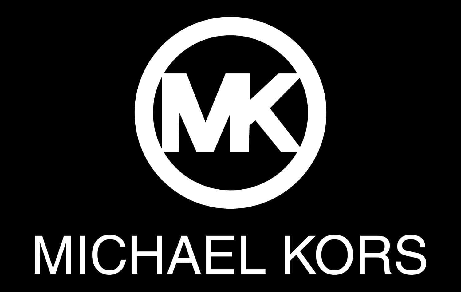 麥可·寇斯 桌布 壁紙 — 在純黑色背景上，白色Michael Kors標誌與MK字母組合在圓圈內大膽呈現。