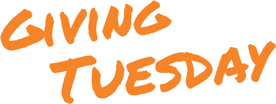 Giving Tuesday 桌布 壁紙 — 在純黑色背景上，粗體橙色手寫文字寫著「GIVING TUESDAY」。