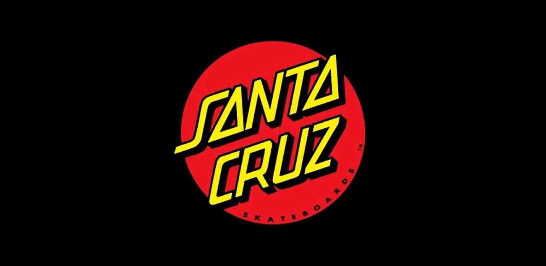 Santa Cruz 桌布 壁紙 — 在純黑色背景上，紅色圓圈內有帶黑色輪廓的粗體黃色Santa Cruz標誌。