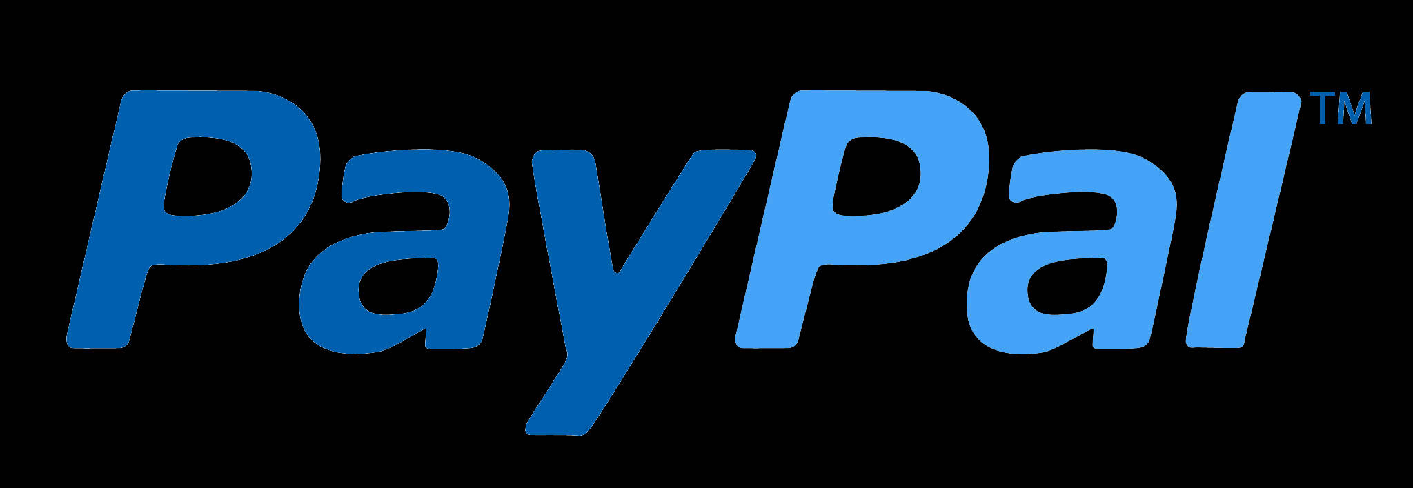 PayPal 桌布 壁紙 — 在純黑色背景上以漸變藍色文字顯示的PayPal標誌。