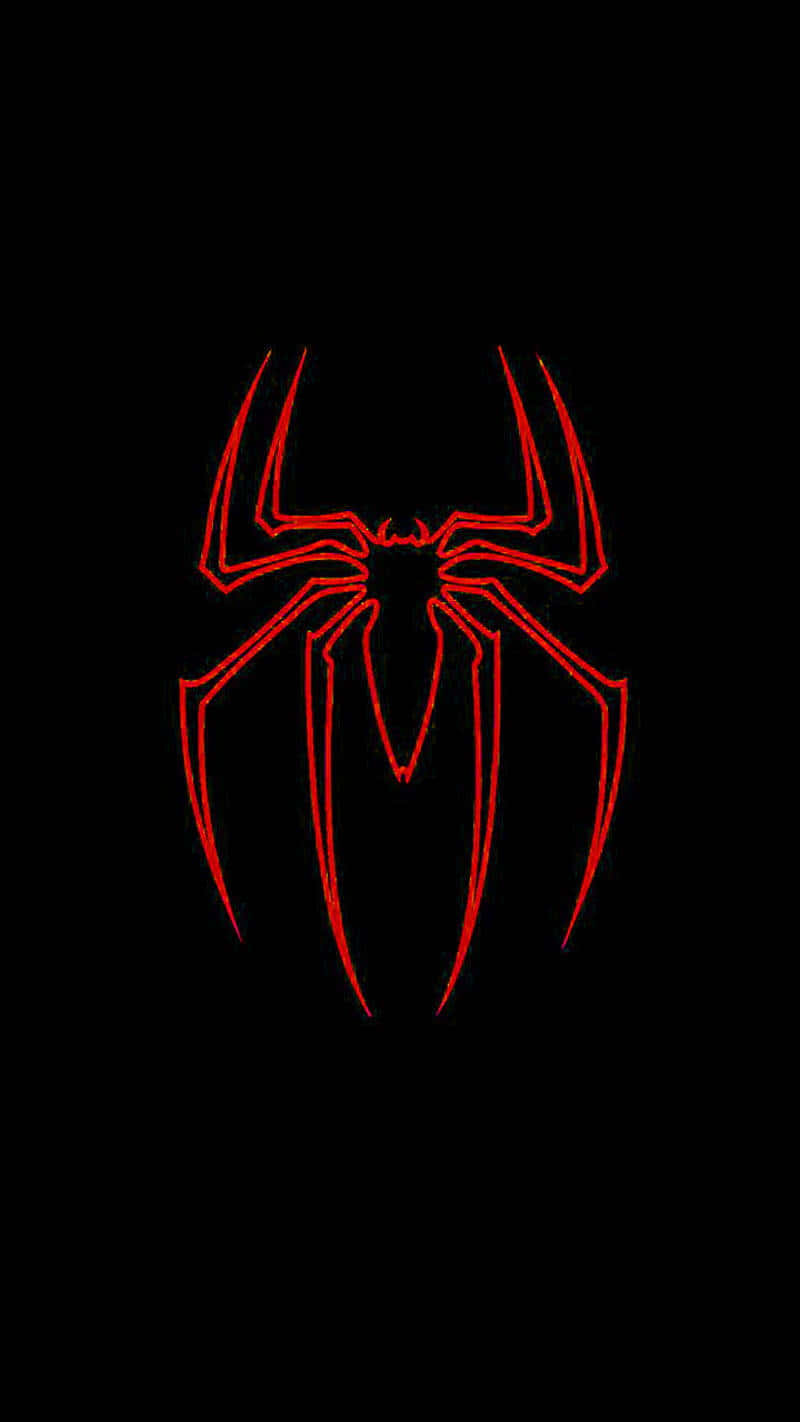 Red Spider 桌布 壁紙 — 在純黑色背景上勾勒出一個發光的紅色蜘蛛標誌。