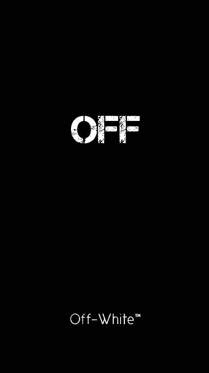 潮流玩家 桌布 壁紙 — 在純黑色背景上居中顯示粗體白色磨損文字 OFF，下方有較小的 Off-White 商標。