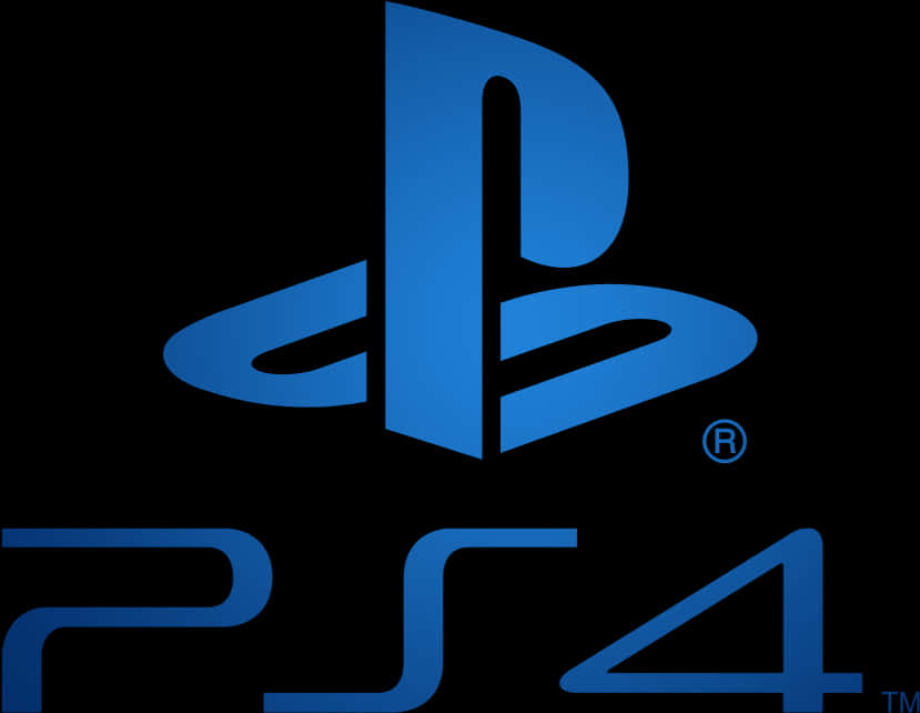 Playstation Logo 桌布 壁紙 — 在純黑色背景上發光的醒目藍色 PlayStation 4 標誌。