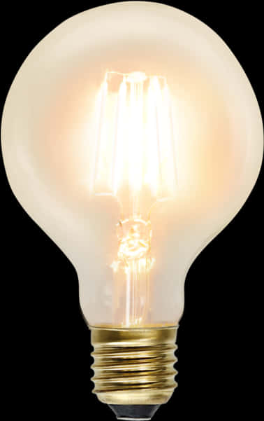Bulb 桌布 壁紙 — 在純黑色背景上發出溫暖琥珀色光芒的發光復古燈絲燈泡。
