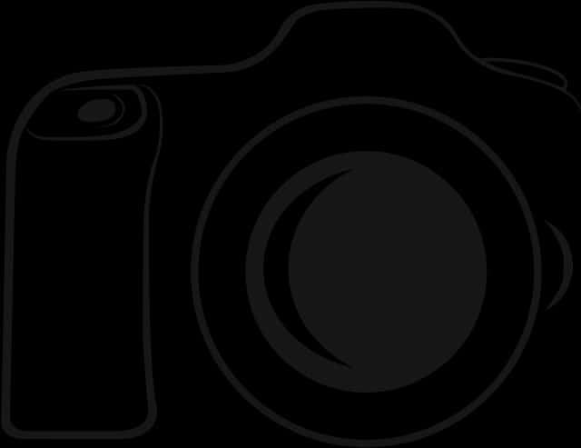Camera Logo 桌布 壁紙 — 在純黑色背景上的DSLR相機極簡黑色輪廓。