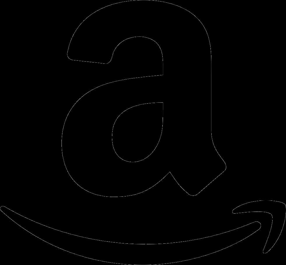 Amazon Logo 桌布 壁紙 — 在純黑色背景上的亞馬遜標誌的極簡白色輪廓。
