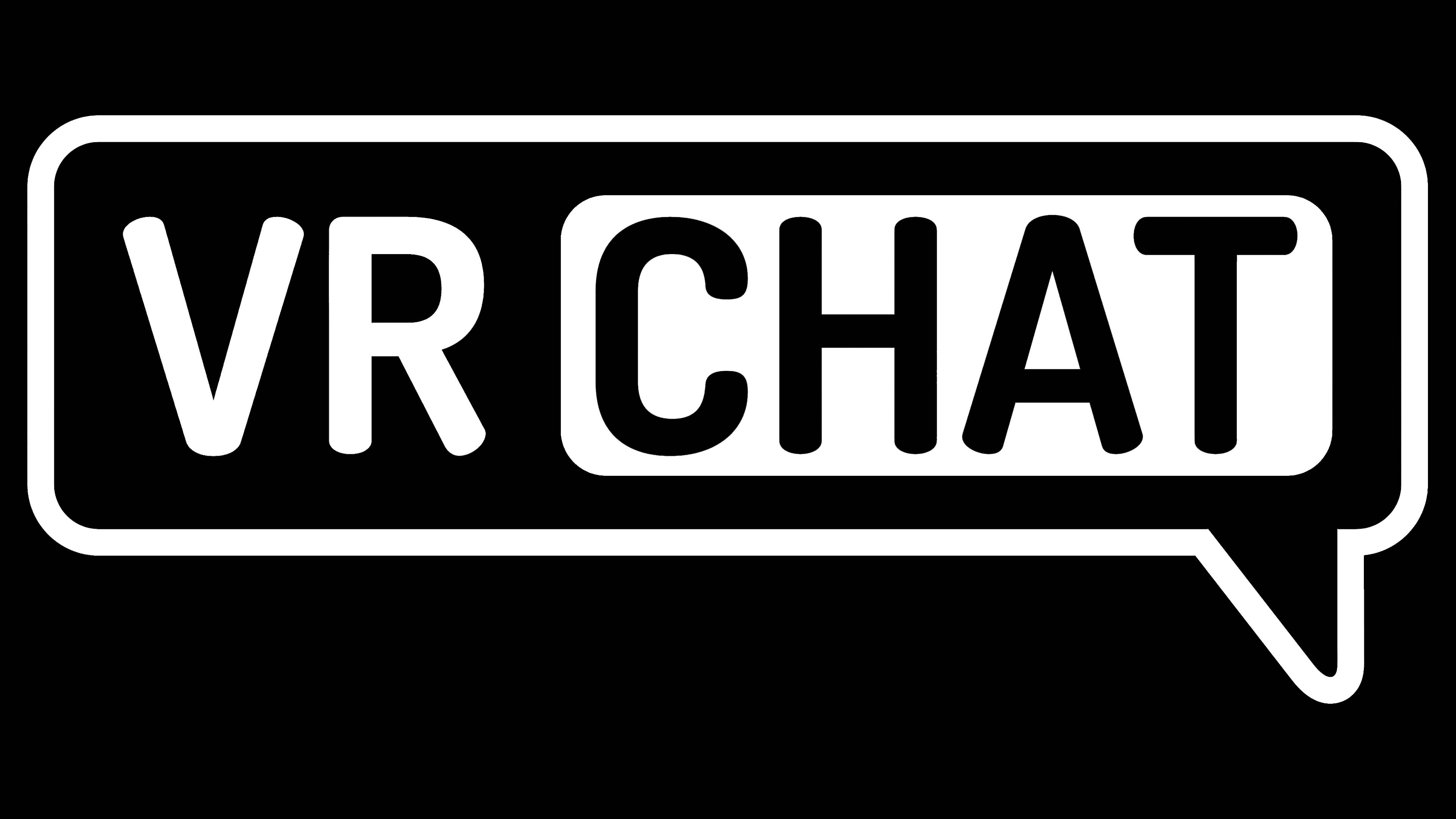 Vrchat 桌布 壁紙 — 在純黑色背景上的對話氣泡內，粗體白色VR CHAT文字。