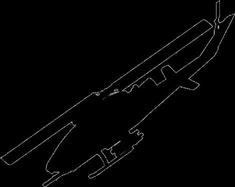 Aircraft 桌布 壁紙 — 在純黑色背景上的潛艇輪廓的極簡白色線條畫。