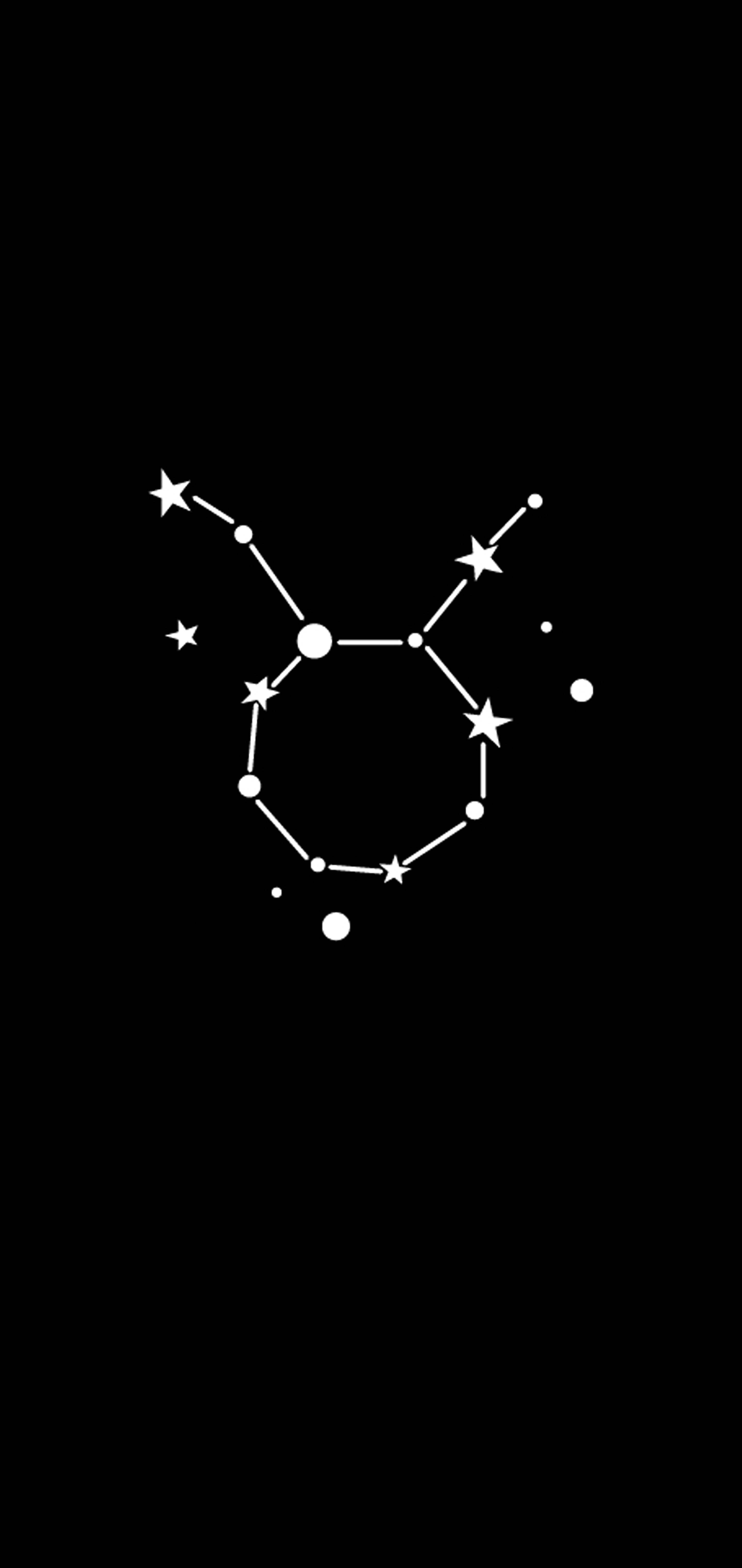 zodiac 桌布 壁紙 — 在純黑色背景上的獵戶座極簡白色線條畫。