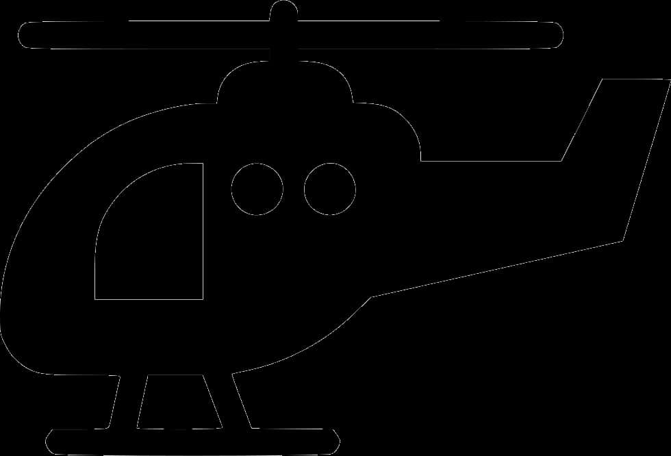 Aircraft 桌布 壁紙 — 在純黑色背景上的直升機輪廓的極簡白色線條。