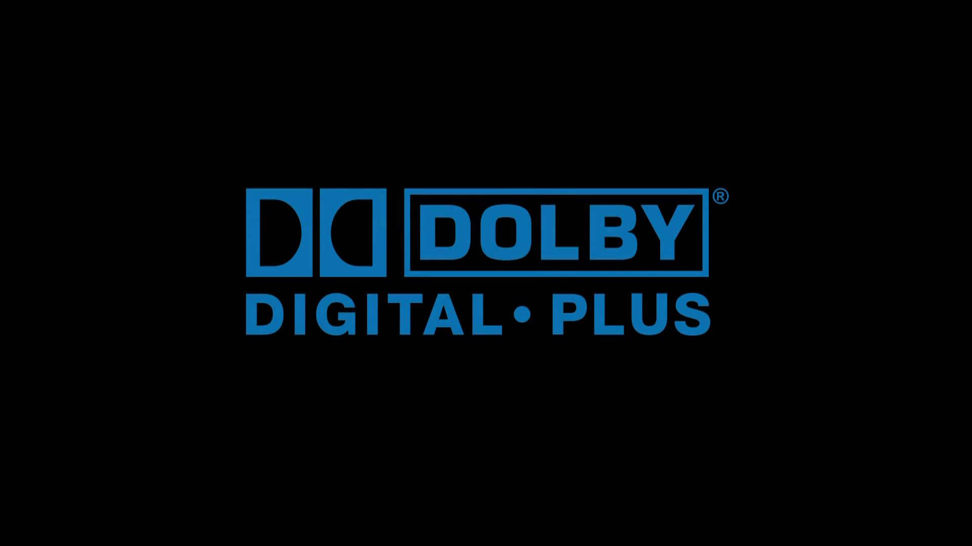 Dolby Digital 桌布 壁紙 — 在純黑色背景上置中的大膽藍色 Dolby Digital Plus 標誌。