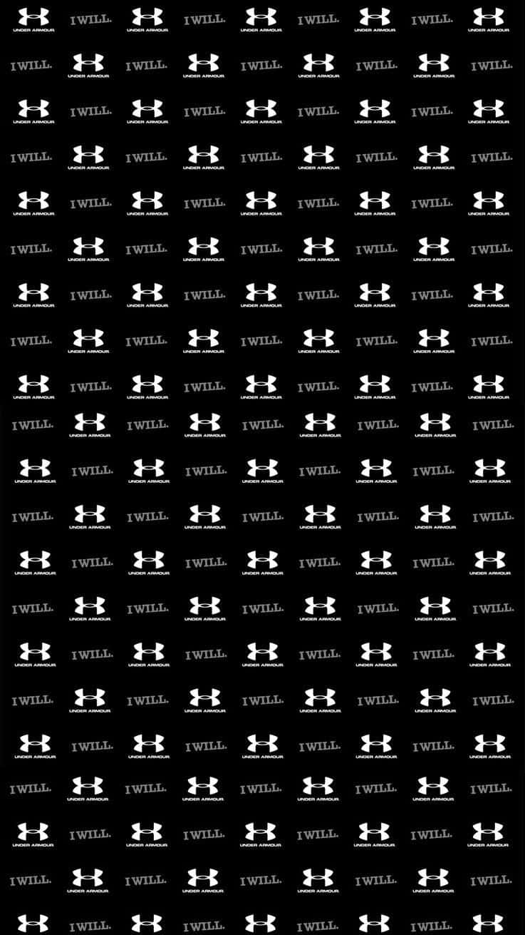 Under Armour 桌布 壁紙 — 在純黑色背景上重複出現白色 Under Armour 標誌和「I WILL」文字的圖案。
