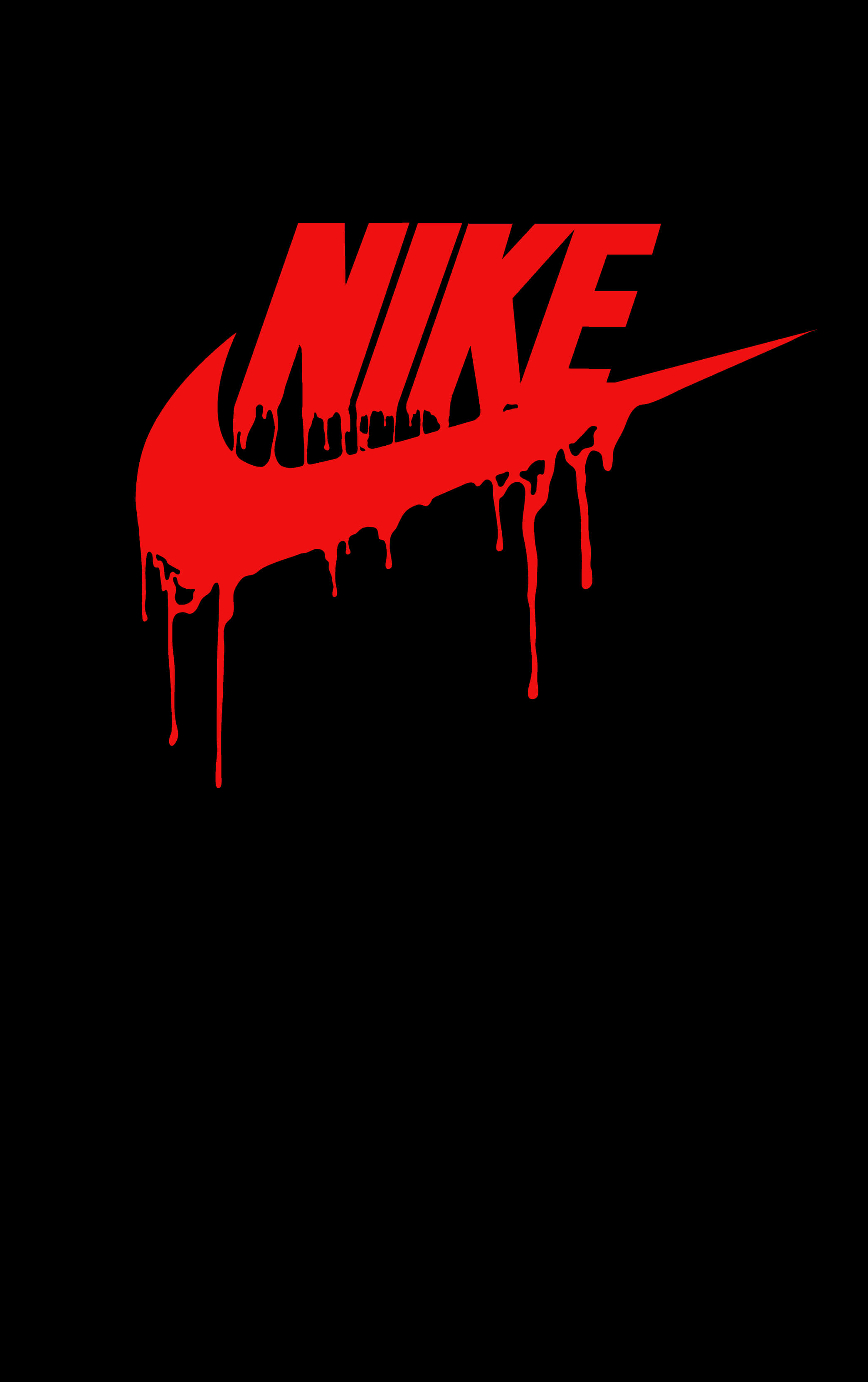 滴落感 桌布 壁紙 — 在純黑色背景中央，帶有滴漆效果的醒目紅色Nike標誌。